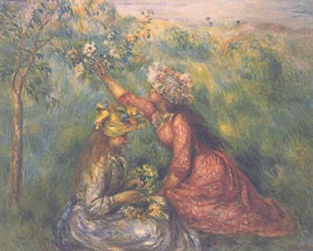 Pierre Renoir Girls Picking Flowers